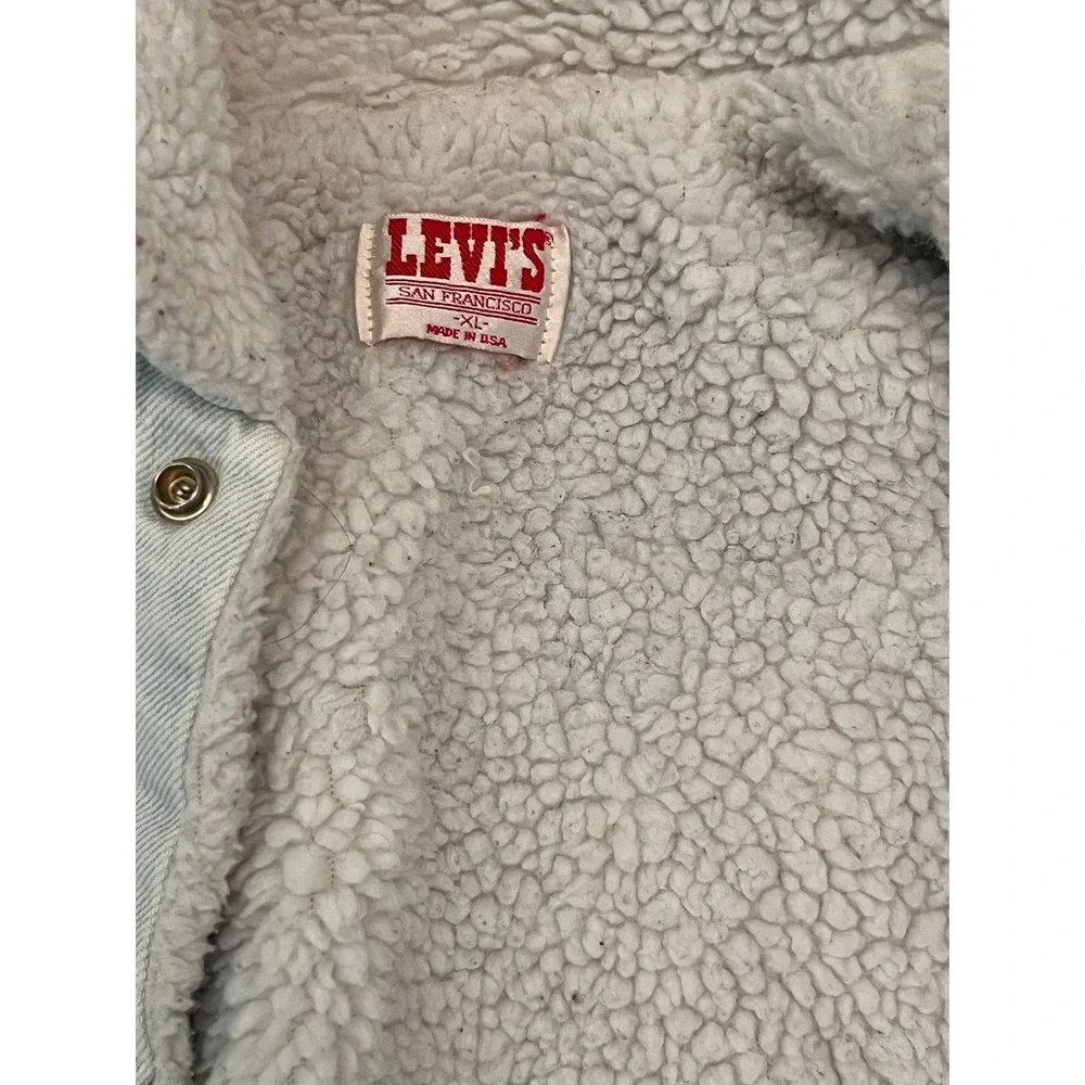 Vintage 1994 Levi's Sherpa Trucker Jacket USA Made XL 70608 Denim San Francisco